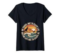 Women's We Travel So Life Doesn’t Escape Us - V-Neck T-Shirt