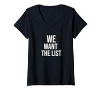 Womens We Want the List Protest Statement Jeffrey List V-Neck T-Shirt