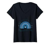 Women's We Wear Blue for Child Abuse Awareness Rainbow V-Neck T-Shirt