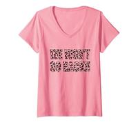 Womens We Won't Go Back! Pink Leopard Retro Female Pro-Choice V-Neck T-Shirt