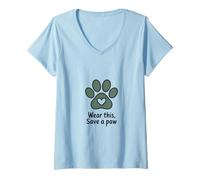 Womens Wear This Save a Paw Graphic V-Neck T-Shirt