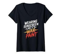 Womens WEARING SUNSCREEN LIKE IT'S WAR PAINT V-Neck T-Shirt