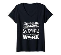 Women's Weather Wizard At Work Forecaster Meteorologist Weatherman V-Neck T-Shirt