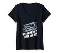 Women's Weathered Not Weak Storm Survivor Resilient Mindset V-Neck T-Shirt