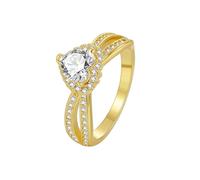 Womens Wedding Band 14K Gold, Simple Engagement Ring Moissanite Heart Jewelry 585 Yellow Gold for Fiancée Size R 1/2