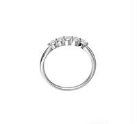 Womens Wedding Band 14K Gold, Simple Rings White Diamond Silver Stackable Jewelry 585 White Gold Size R 1/2