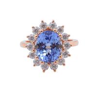 Women's Wedding Band, Ladies Wedding Rings Flower with 4ct Oval Shape Lab Created Sapphire 9K Rose Gold Size O 1/2