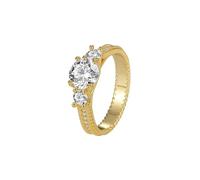 Women's Wedding Band, Pretty Rings 9K Yellow Gold with White Round Moissanite Size J 1/2