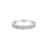 Womens Wedding Band, Pretty Rings Hollow Band with Round Moissanite Silver Platinum Size U 1/2