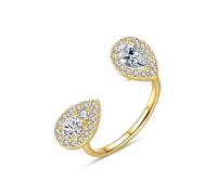 Womens Wedding Band Read Your Heart Moissanite Rings 18K Gold Open with Teardrop Cubic Zirconia Size O 1/2 Popular for Aunt Graduation Jewelry
