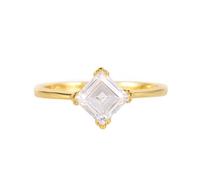 Women's Wedding Band, Wedding Engagement Ring 9K Rose Gold Round with White Square Shape Moissanite Comfort Fit Size I 1/2