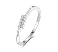 Womens Wedding Band White Gold, Small Engagement Ring Simple Round Diamond Platinum 950 Band Ring Size L 1/2