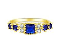 Women's Wedding Bands Flower Ring Women 14K Yellow Gold Au585 Size S 1/2 White Rectangle Moissanite Stackable for Wife Elegant