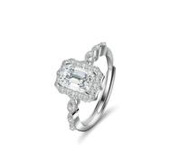 Womens Wedding Bands Moissanite, Eternity Ring with 1ct Square Shape Moissanite Au375 9K White Gold Band Ring Size T 1/2