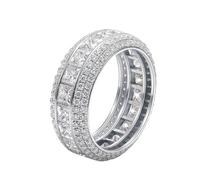 Womens Wedding Bands, Promise Ring Dainty 0.4ct Princess Shape Moissanite 14K White Gold Size U 1/2