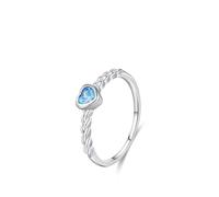 Womens Wedding Bands, The Wedding Ring Weave Design with Solitaire 0.25ct Heart Topaz 18K White Gold Size R 1/2