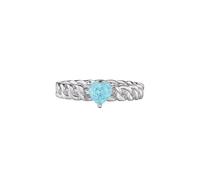 Womens Wedding Bands White Gold, Simple Rings Light Blue Lab Tourmaline 0.9ct Solitaire Jewelry 9K White Gold Size R 1/2