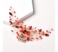 Women's Wedding Bridal Hair Accessories Rhinestone Hair Comb Crystal Hair Comb Headpiece Hair Comb Headpiece Hair Clips Hair Accessories for Women and Girls Bride Bridesmaid Hair Red