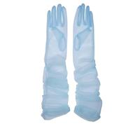 Women's Wedding Bridal Mesh Tulle Gloves Long Opera Halloween Costume Party Gloves 27" Elbow Length Sheer Gloves, Light Blue, One Size