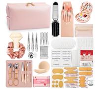 Women's Wedding Emergency Travel Kit 45 Essential Items for Brides Bridesmaid All-In-One Daily Beauty Style Set With Makeup Brushes (Sakura Pink)