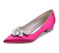 Women's Wedding Flats, Rhinestone Bow Evening Pumps, Slip-On Bridal Shoes, Formal Party Heels, Office Prom Dress Shoes,E,43