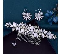 Women's Wedding Hair Comb Bridal Headdress Earrings Bridal Hair Clip Rhinestone Hair Accessories (1 Comb 1 Earring)