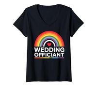 Women's Wedding Officiant Pride Flag Bisexual Pride Month LGTBQ V-Neck T-Shirt