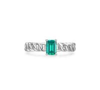 Women's Wedding Ring Bands, Real Gold Solitaire Engagement Rings with 1ct Lab Grown Emerald Solid 9 Karat White Gold Unique Anniversary Bands for Women Size U 1/2