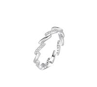 Womens Wedding Ring, Eternity Bands for Women Elegant Wave Design with Round Moissanite 18K White Gold Size O 1/2