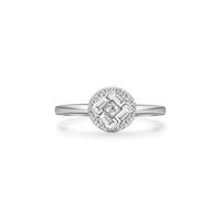 Women's Wedding Ring, Rings for Women Love with Created Diamond Silver 18K White Gold Size J 1/2