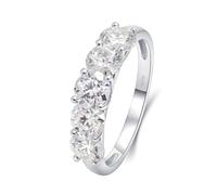 Women'S Wedding Ring, the Silver Ring 18K White Gold Round Created Diamond Size M 1/2 Stackable Knuckle for Women Mother'S Day