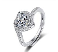 Womens Wedding Ring, The Wedding Ring 18K White Gold Infinity Heart with Lab Diamond Size J 1/2