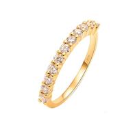 Womens Wedding Rings, Promise Ring Daughter 14K Yellow Gold Stackable Ring with 0.03 Round Created Diamond Size H 1/2
