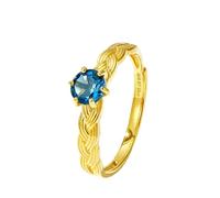 Women's Wedding Rings, Ring Womens Braided Pattern with 6 Claws Round Topaz 9K Yellow Gold Size V 1/2