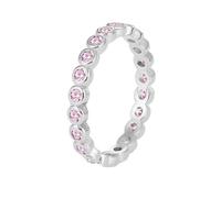 Women's Wedding Rings, Vintage Rings for Women Eternity with Pink Round Shape Morganite 9K White Gold Size M 1/2