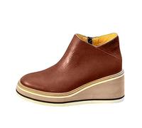 Women's Wedge Ankle Boots, Ladies Platform Shoes, Classic Work Retro Thick-soled Casual Combat Booties, Comfortable Pull-On Faux Suede High Heel UK Clearance