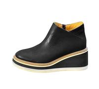 Women's Wedge Ankle Boots UK Clearance, Ladies Platform Classic Work Retro Thick-soled Casual Combat Boot Zipper Fashion Booties Comfortable Pull On Faux Suede High Heel