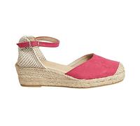 Women's Wedge Espadrilles with 5 cm Heel | Handmade Sandals in Natural Jute and Breathable Canvas | Shoes Made in Spain with Adjustable Buckle and Non-Slip Sole, Fuchsia, 7 UK