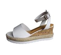Womens Wedge Heel Sandals Espadrille Mid Wedge Heel Sandals Ladies Ankle Strap Non-Slip Sandal Adjustable Buckle Orthopedic Walking Summer Casual Platform Shoes For Daily Casual Outfits