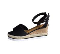 Womens Wedge Heel Sandals Espadrille Mid Wedge Heel Sandals Ladies Ankle Strap Non-Slip Sandal Adjustable Buckle Orthopedic Walking Summer Casual Platform Shoes For Daily Casual Outfits