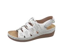 Women's Wedge Heel Sandals & Slides Round Toe Open Toe Hollow Out Strapped Sandals Soft Cushion Thick Soled Shoes Ladies Non Slip Arch Support Shoes Summer Outdoor Roman Beach Slip On Sliders 3.5-7.5