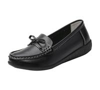 Women's Wedge Loafer Arch-Support Plantar Fasciitis Yoga Mat occasin Bow Knot Round Toe Casual Driving Comfortable Soft Walking Slip-On Boat Footwear for Parties Commuting (Black, 5.5)