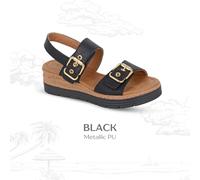 Womens Wedge Metallic Sandals Cipriata Twin Buckle Halter Back Padded Summer