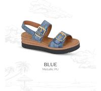 Womens Wedge Metallic Sandals Cipriata Twin Buckle Halter Back Padded Summer