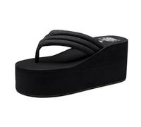 Women's Wedge Platform Flip Flops Clearance Ladies Mules Chunky Sole Sliders Comfy Summer Sandals Slider Beach Pool Slippers Shoes High Heel Flatform Sandal Flip Flop Non-Slip Slipper Slides Black