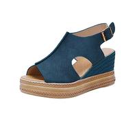 Women's Wedge Platform Sandals, Open Toe Ankle Strap Hollow Out Sandal with Buckle for Ladies UK, Wedges Thick Bottoms Fish Mouth Sandals, Dressy Casual Comfy Sandal Shoes for Daily Wear