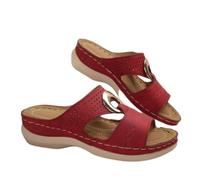 Women's Wedge Sandal UK Sale, Orthopedic Sandals Wide Fit Sliders Open Toe Platform Shoes Hollow out Slippers Vintage Slipper Casual Wedges with Arch Support Ladies Orthotic Slip on Sandals