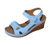 Women's Wedge Sandals Adjustable Double Strap Platform Shoes Summer Comfort Open Toe Walking Sandals for Bunions Swollen Feet Casual Outdoor Sky Blue