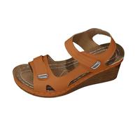 Women's Wedge Sandals Adjustable Double Strap Platform Shoes Summer Comfort Open Toe Walking Sandals for Bunions Swollen Feet Casual Outdoor Brown