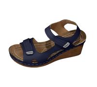 Women's Wedge Sandals Adjustable Double Strap Platform Shoes Summer Comfort Open Toe Walking Sandals for Bunions Swollen Feet Casual Outdoor Navy